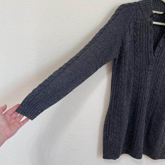 Soft Surroundings Gray Longline Popover Cable Knit Tunic Sweater - Picture 3 of 8